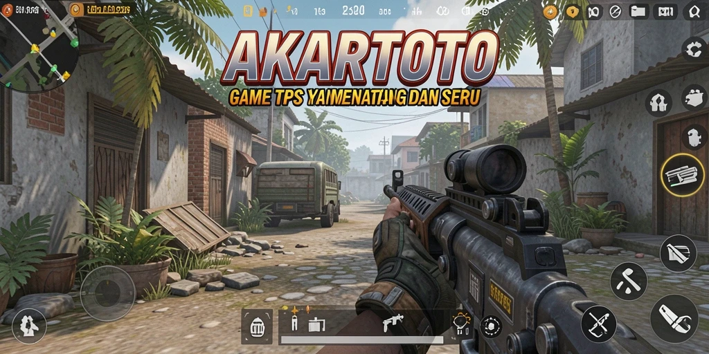 Tampilan gameplay seru dalam AKARTOTO yang menggambarkan aksi pertempuran TPS.