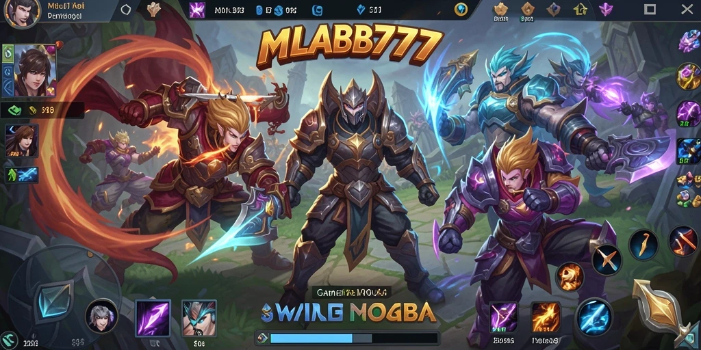 Screenshot utama MLBB777 yang menampilkan aksi pertarungan MOBA yang seru.