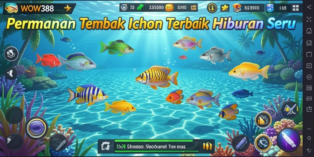 Screenshot gameplay WOW388 menampilkan aksi menembak ikan yang seru.